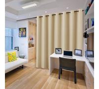 PONY DANCE Extra Wide Room Divider Privacy Curtain - Long Eyelet Thermal Insulated Curtain Super Soft Room Darkening & Energy Saving & Soundproof Panel, 1 Panel, 180 x 96 Inch, Biscotti Beige