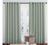 PONY DANCE Extra Wide Sage Blackout Curtains for Living Room Thermal Insulated Black Out Curtains Eyelet for Bedroom/Hotel/Lounge Drapes, 2 Panels, W90 x L84 Inch, Sage Green