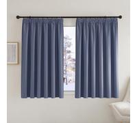 PONY DANCE Extra Wide Thermal Insulated Curtains - Pencil Pleat 54 Inch Drop Blackout Curtains & Drapes for Bedroom / Living Room , 2 Panels, W 90 inch by L 54 inch, Haze Blue