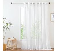 PONY DANCE Extra Wide White Voile Curtain 100 x 84 Inches for Room Divider, Semi Transparent Window Net Curtain Eyelet Top Super Soft Window Treatment Privacy Protected Sheer Panel, 1 panel