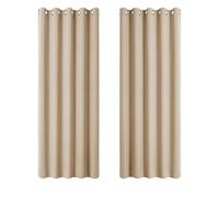 PONY DANCE Eyelet Beige Curtains & Drapes - 72 Inch Length Thermal Drapery for Cold Against Energy Saving Window Panels for Bedroom, 2 Pcs, W 66 by L 72 Inch, Biscotti Beige