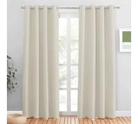 PONY DANCE Eyelet Beige Curtains - Thermal Insulated Privacy Energy Saving Curtains & Drapes, Super Soft Cream Noise Reducing Drapes for Kid's Bedroom Living Room, 46 x 90 Inches, 2 Panels