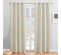 PONY DANCE Eyelet Beige Curtains - Thermal Insulated Privacy Energy Saving Curtains & Drapes, Super Soft Cream Noise Reducing Drapes for Kid's Bedroom Living Room, 46 x 84 Inches, 2 Panels