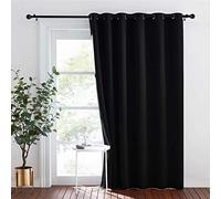 PONY DANCE Eyelet Blackout Curtain - Single Panel Noise Reducing Privacy Window Covering Thermal Insulated Curtain Drapery for Infant's Room/Bedroom, 1 Piece, 79" Wide by 96" Long, Black