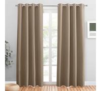 PONY DANCE Eyelet Blackout Curtains - Mocha Large Thermal Privacy Curtains & Drapes for Energy Saving Light Blocking Heavy Duty Door Drapes with Eyelet, 1 Pair, W 46 by D 90 Inch