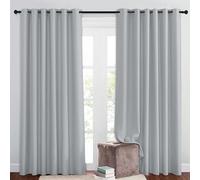 PONY DANCE Eyelet Blackout Curtains, Set of 2 Thermal Insulated Curtains for Bedroom and Living Room, Privacy Protection Drapes for Hotel, Children's Rooms, Silver Grey, 80 x 90 Inch Drop
