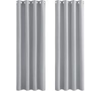 PONY DANCE Eyelet Blackout Curtains, W 46 x L 72 inches, 2 Panels, Silver Grey