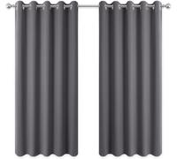 PONY DANCE Eyelet Blackout Curtains, W 66 x L 72 inches, 2 Panels, Grey