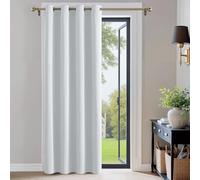 PONY DANCE Eyelet Curtain Single Panel - Thermal Insulated Window Room Darkening Privacy Curtain Energy Saving for Bedroom/Living Room, 1 Piece, 52 x 84 Inch, Greyish White