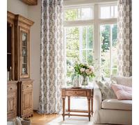 PONY DANCE Floral Linen Curtains Pink Pattern Printed for Girls Bedroom Nursery, Boho Farmhouse Window Sheer Curtain Drapes Aesthetic Light Filtering Privacy 2 Panels, W132 x L245 cm