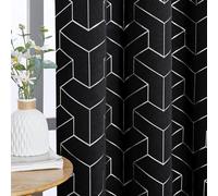PONY DANCE Foil Printed Blackout Curtains Eyelet, 2 Panels W140 x L220 cm(W55 x L87 inch), Black