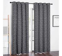 PONY DANCE Foil Printed Blackout Curtains Eyelet, 2 Panels W140 x L245 cm(W55 x L96 inch), Grey