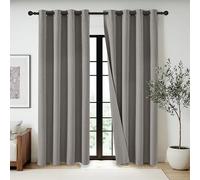 PONY DANCE Grey 52x90 Inch 2 Panels Professional Blackout Curtains - 100% Light Blocking Thermal Insulated Eyelet with Luxury Linen Feel for Home