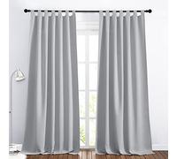 PONY DANCE Grey Blackout Curtains - Thermal Insulated Bedroom Curtain Panel with Tabs Block Light Ready to Hang, Silver Grey, Width 140 x Height 245 cm, Pack of 2