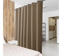 PONY DANCE Heat Resistant Curtain - Living Room Thermal Blackout Curtains - Set of 1 Panel with Eyelets - Heavy Fabric - Light Blocking - Noise Cancelling for Babies - L 254 x H 210 cm, Taupe