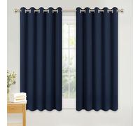 PONY DANCE Home Decorative Blackout Curtains - Eyelet Thermal Insulated Window Curtains & Drapes for Bedroom/for Living Room, 2 Pieces, W 66 Inch by D 54 Inch, Navy