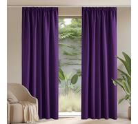 PONY DANCE Large Window Blackout Curtains - Pencil Pleat Light Block Curtain Drapes for Living Room Halloween Decoration Energy Saving Window Treatments, 2 Panels, W66 X L90, Purple