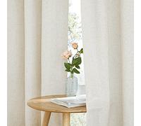 PONY DANCE Linen Curtains Kitchen Curtain Rustic Curtains Bedroom Long Kitchen Curtains Modern Living Room Curtains 2 Pieces, 140 x 260 cm (Width x Height), Natural