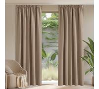 PONY DANCE Living Room Curtain - Thermal Blackout Curtains Double Insulated Curtains Anti Cold Curtain Bedroom Girls Boys Children Taupe Brown 140 x 245 cm 2 Pieces
