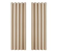 PONY DANCE Living Room Curtains - Soft Thermal Curtains & Drapes Light Blocked for Wide Windows Eyelet Panels for Sliding Glass Door, 2 Pcs, 66 by 90 Inch (Width - Depth), Biscotti Beige