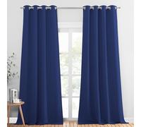 PONY DANCE Long Blackout Curtain with Eyelet - Thermal Insulated Room Darkening Privacy Curtains & Drapes for Living Room Large Panels for Door, Set of 2, 55 Inch Wide by 96 Inch Drop, Blue