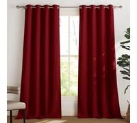 PONY DANCE Long Blackout Curtains - Heavy Thermal Eyelet Window Shading Christmas Curtains for Living Room, Set of 2, 55 Inch Wide by 96 Inch Drop, Red