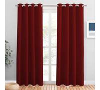 PONY DANCE Long Blackout Curtains - Heavy Thermal Eyelet Window Shading Christmas Curtains for Living Room, Set of 2, 55 Inch Wide by 87 Inch Drop, Red