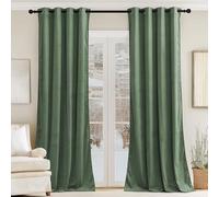 PONY DANCE Matcha Green Velvet Curtains - 52x90 Inches Thermal Blackout Velvet Curtains Eyelet Top Soundproof & Room Darkening Short Window Treatment for Living Room/Bedroom/Kitchen, 2 Panels