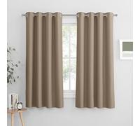 PONY DANCE Mocha Blackout Eyelet Curtains, Thermal Insulated Energy Saving Curtains & Drapes 2 Panels for Bedroom, Living Room, Kitchen, Light Blocking and Privacy Protection for W46 X L60