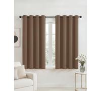 PONY DANCE Mocha Eyelet Blackout Curtains 54 Drop, Thermal Insulated Room Darkening Drapes for Dining Room & Study, Classic Energy Saving Privacy Noise Reducing Set, 2 Panels W52 xL54