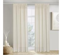 PONY DANCE Natural Living Room Curtains Pencil Pleat, Set of 2, Boho Curtains, Linen, Country House Style Panels for Rail System, H 200 x W 140 cm,