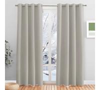 PONY DANCE Natural Thermal Insulated Curtains for Bedroom - Eyelet Energy Saving & Sunlight Blocking Curtains, Window Treatment Privacy Protection for Home Decor, 46 x 84 Inch, 2 Panels