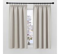 PONY DANCE Natural Thermal Insulated Curtains for Home Decor - Pencil Pleat Energy Saving Privacy Curtains & Drapes with Hooks W52 X L54 Inch Soundproof for Bedroom, Kitchen, 2 Panels