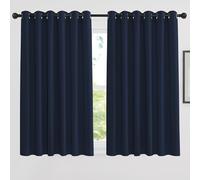 PONY DANCE Navy Blackout 54 Drop Eyelet Curtains for Bedroom, Living Room Extra Wide Curtains Thermal Insulated Drapes, 2 Panels, W 90 Inch by L 54 Inch, Navy Blue