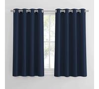 PONY DANCE Navy Blue Blackout Curtains - Thermal Insulated Eyelet Curtains 54 Drop for Bedroom, Living Room Small Window Treatment Drapes, 2 Panels, W 46 inch by L 54 inch, Navy