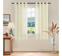 PONY DANCE Non-See-Through Voile Curtains for Privacy Protection - 52 x 63 Inches Cat Proof Net Curtains, Sheer Panels Diffuses Light for Living Room/French Door/Bedroom, Set of 2, Beige