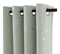 PONY DANCE Nursery Kids Star Curtains for Bedroom - Sage Foil Printed Stars Thermal Blackout Curtains & Drapes W90 x L54 with Eyelet for Boys Girls Kids, 2 Panels，Extra Wide Drapes