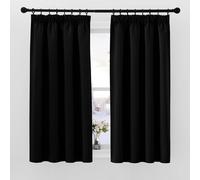PONY DANCE Pencil Pleat Blackout Curtains, W 46 x L 54 inches, 2 Panels, Black