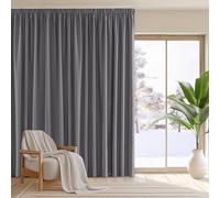PONY DANCE Pencil Pleat Extra Wide Long Curtain for Hotel Room Divider - Thermal Insulated Blackout Curtain for Bedroom 118 x 96 Inch Energy Saving Drape for Hotel, 1 Panel, Grey