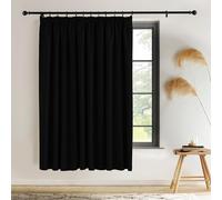 PONY DANCE Pencil Pleat Extra Wide Room Divider Curtain - Blackout Thermal Insulated Curtain for Bedroom 110 x 69 Inch Light Blocking Energy Saving Drape for Hotel, 1 Panel, Black