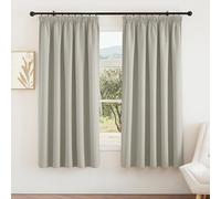 PONY DANCE Pencil Pleat Thermal Curtains - Natural Soft Energy Saving Privacy Soundproof Curtain Home Decoration Light Filtering Drapes for Bedroom, 2 Panels, W66 X L72 Inch