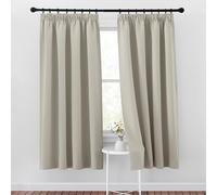 PONY DANCE Pencil Pleat Thermal Curtains - Natural Soft Energy Saving Privacy Soundproof Curtain Home Decoration Light Filtering Drapes for Bedroom, 2 Panels, W42 X L63 Inch