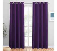 PONY DANCE Purple Blackout Curtains - Thermal Rings Top Light Blocking Curtain Panels for Bedroom/Living Room Sliding Glass Door, 2 PCs, 46 Inch W by 90 Inch D, Purple