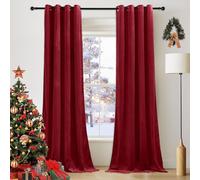 PONY DANCE Red Velvet Curtains - 1 Pair of Rod Pocket Home Decor Window Treatment Luxury Drapes Elegant, Eyelet Crushed Velvet Curtains 46x54