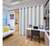 PONY DANCE Room Divider Curtain for Hotel Bedroom - Extra Wide Eyelet Privacy Thermal Insulated Curtain Super Soft Energy Saving Extra Long Noise Reduce Drape, 1 Panel, 180 x 108 Inch, Greyish White
