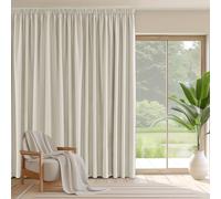 PONY DANCE Room Divider Curtain for Hotel Bedroom - Extra Wide Pencil Pleat Thermal Curtain Super Soft Energy Saving Extra Long Noise Reduce Drape, 1 Panel, 110 x 96 Inch, Light Beige