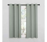 PONY DANCE Sage Green Blackout Thermal Curtains for Kids Eyelet Short Light Blocking Curtains for Bedroom Kitchen Balance Temperature Privacy Drapes, W 34" x L 54", 2 Pieces