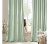 PONY DANCE Sage Green Net Curtains for Windows 45 Drop - Non-See-Through Short Voile Curtains, Eyelet Sheer Panels with Elegant Smooth Texture Look for Kitchen, Set of 2, 52 Inch Wide