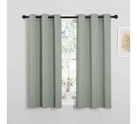 PONY DANCE Sage Green Thermal Curtains - Short 37x48 Inch, 2 Panels, Blackout, Energy Saving, for Kids' Bedroom, Small Windows
