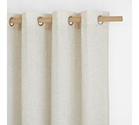 PONY DANCE Semi Sheer Linen Curtains with Eyelet, 2 Panels W140 x L137 cm(W55 x L54 inch), Beige